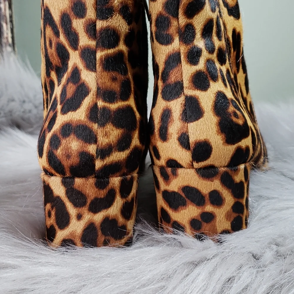 Madewell Leopard Calf Skin Leather Booties size 8 - Picture 5 of 6